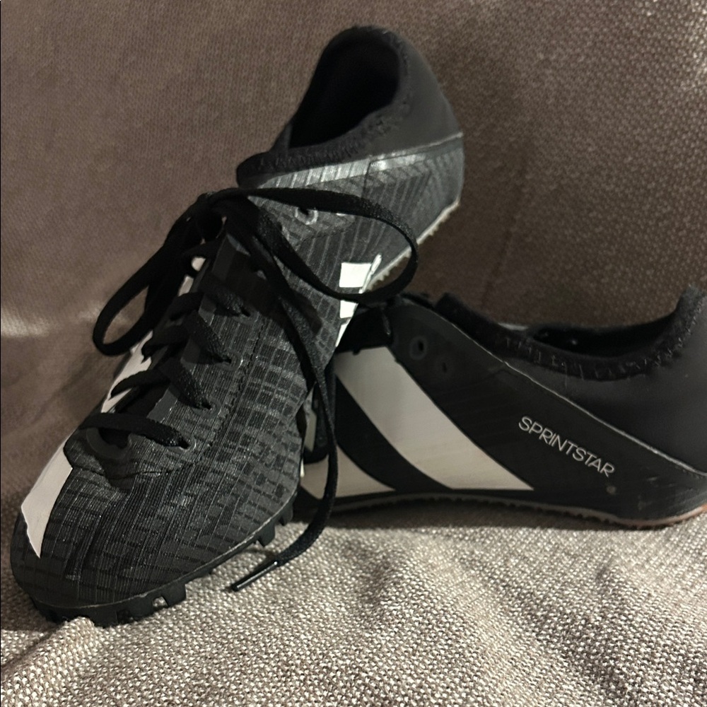Adidas Sprintstar Black and White track spike Shoes with bag